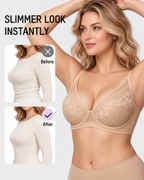 Floral Lace Plunge V-Neck Support Bra