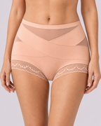 Tummy-Smoothing Crossover Mesh Lace Shaping Boyshorts