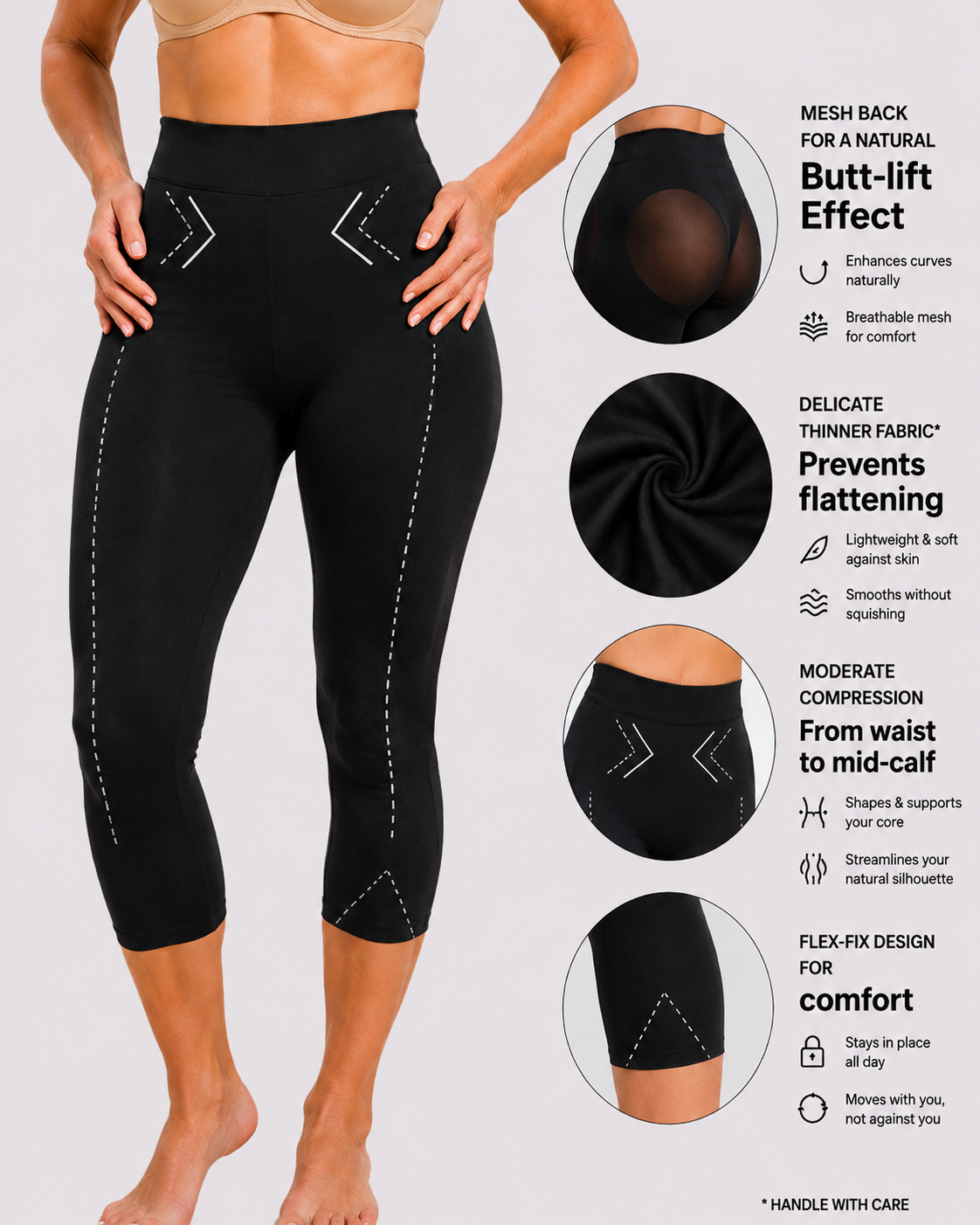 Butt-Lifting Seamless Mid-Calf Shapewear Leggings