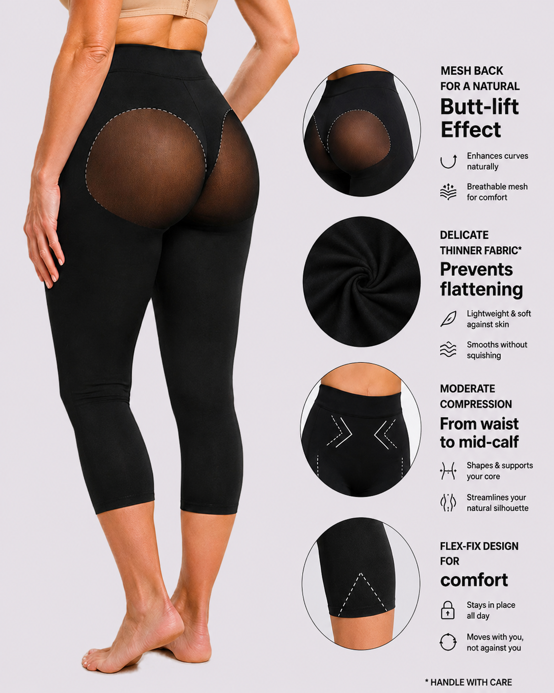 Butt-Lifting Seamless Mid-Calf Shapewear Leggings
