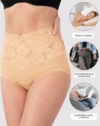 High Waist Tummy Control Lace Cotton Briefs