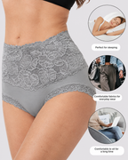 High Waist Tummy Control Lace Cotton Briefs