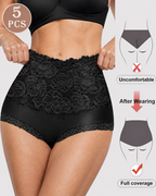 High Waist Tummy Control Lace Cotton Briefs