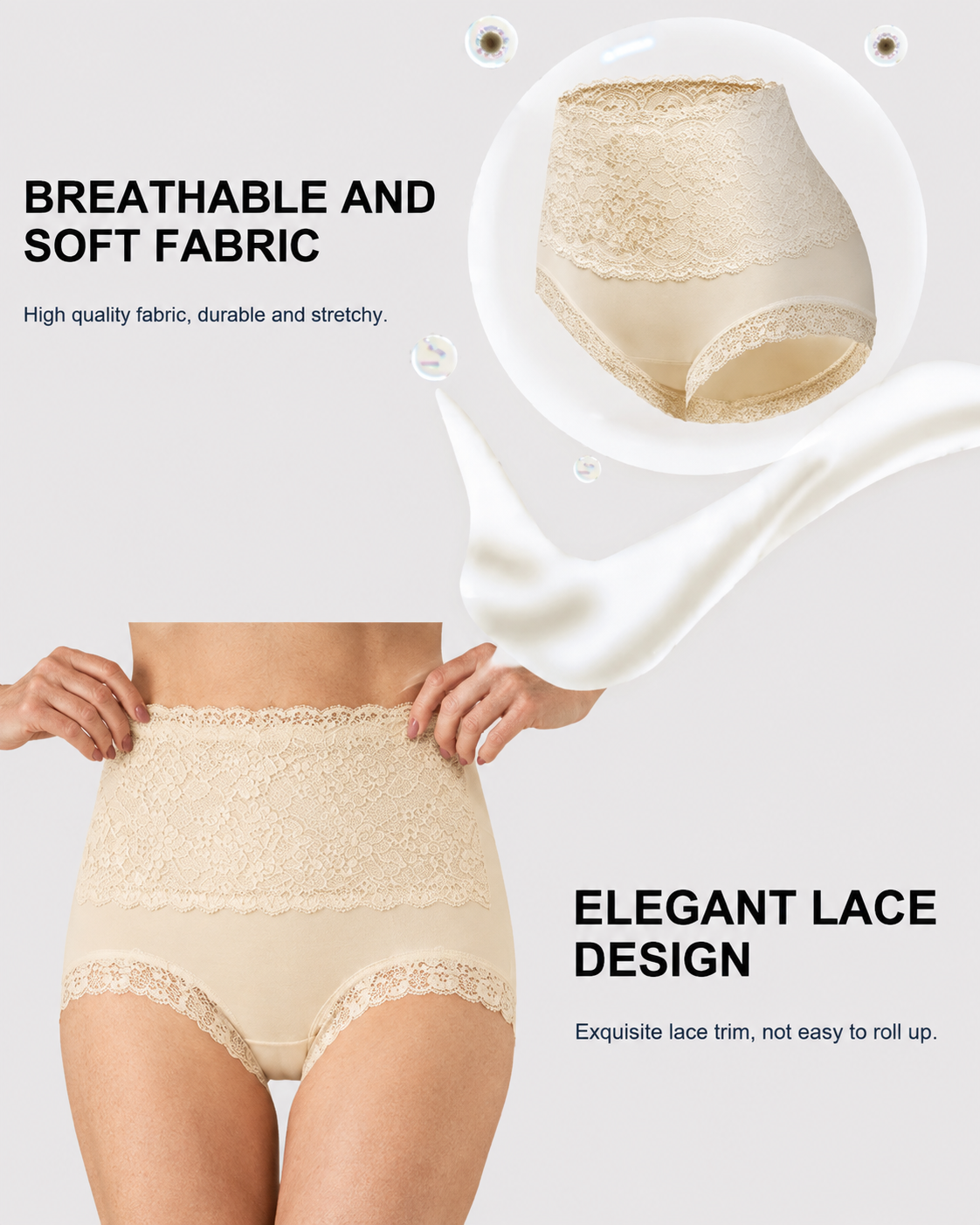 High Waist Tummy Control Lace Cotton Briefs