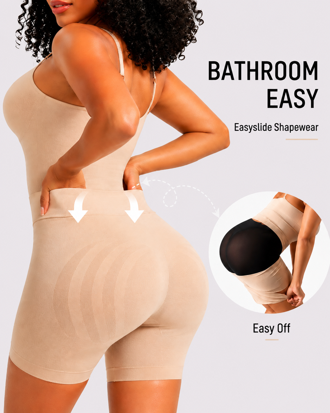 Bathroom-Easy Seamless Mid-Thigh Shapewear Bodysuit
