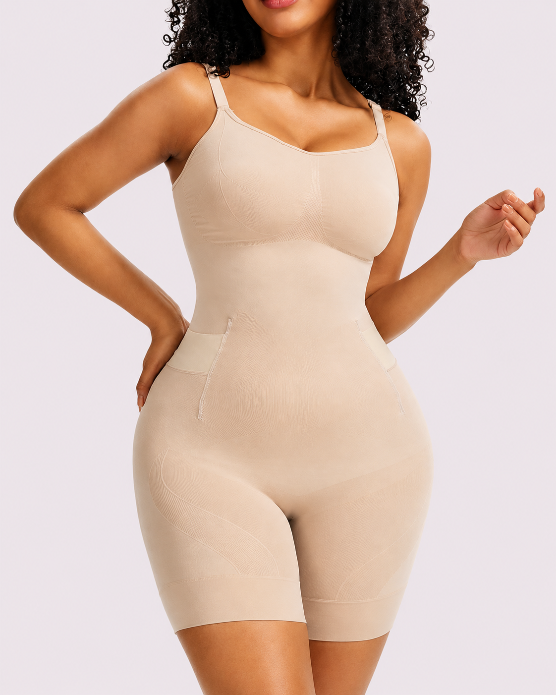 Bathroom-Easy Seamless Mid-Thigh Shapewear Bodysuit