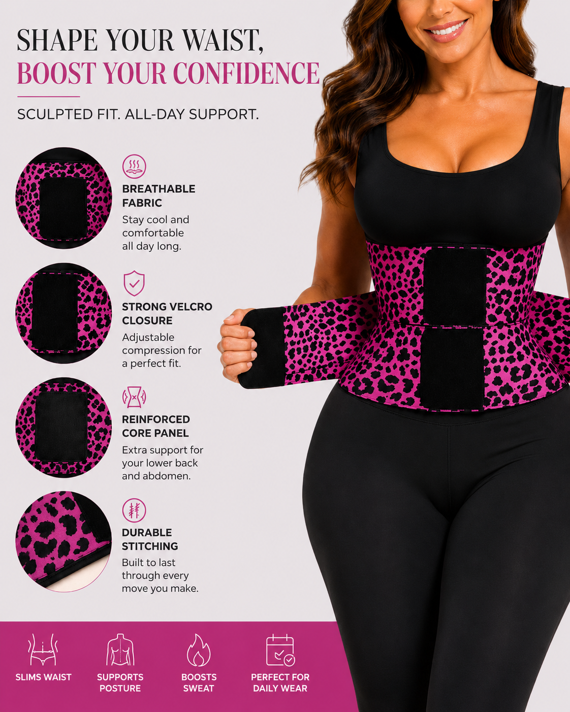 Waist Slimming Leopard Print Adjustable Waist Trainer