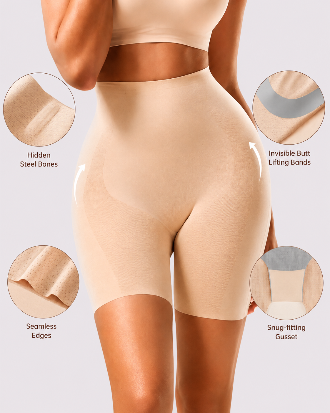 Medium Compression Breathable High-Waist Shaper Shorts