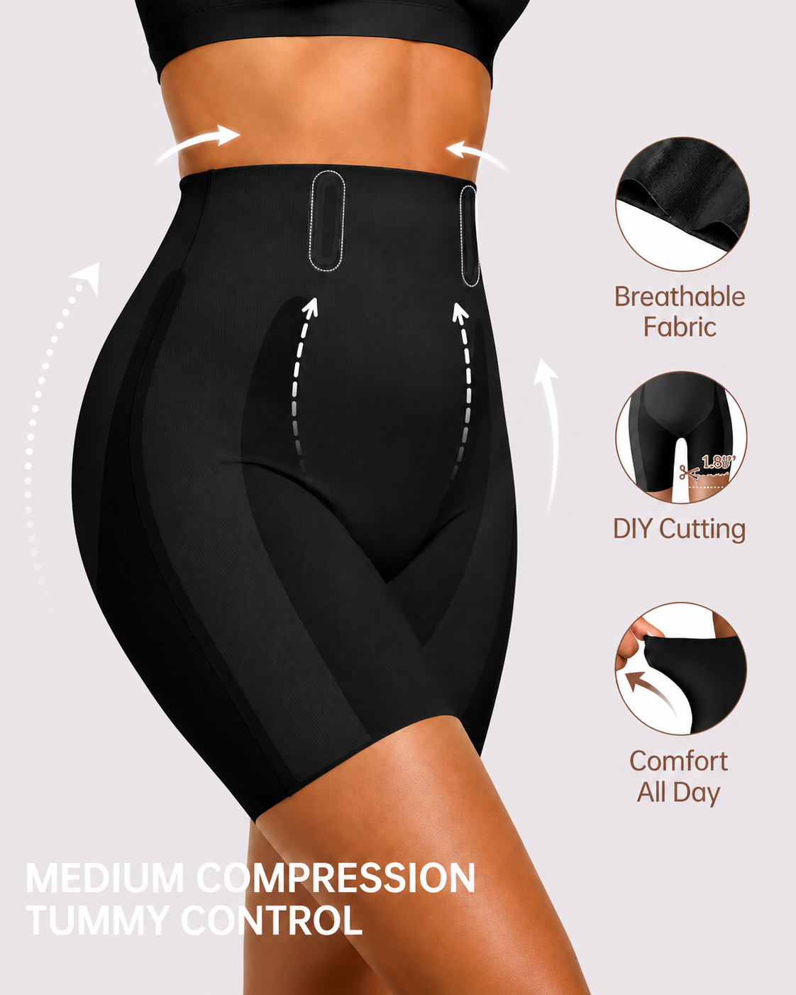 Medium Compression Breathable High-Waist Shaper Shorts
