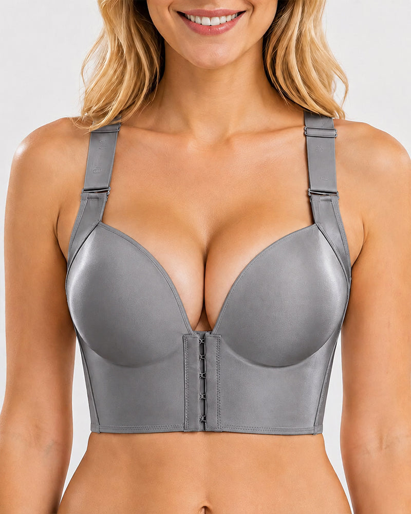 Front Closure Wide Straps Cup Full Coverage Push Up Bra