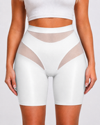 High Waist Tummy Control Sheer Mesh Patchwork Shaping Shorts