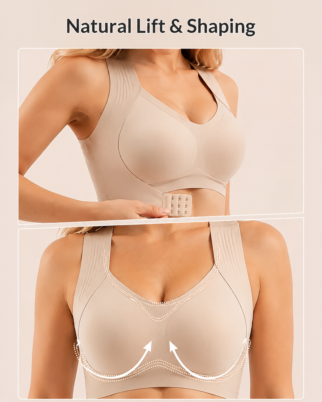 Front Closure Cross Back Wireless Posture Seamless Support Bra