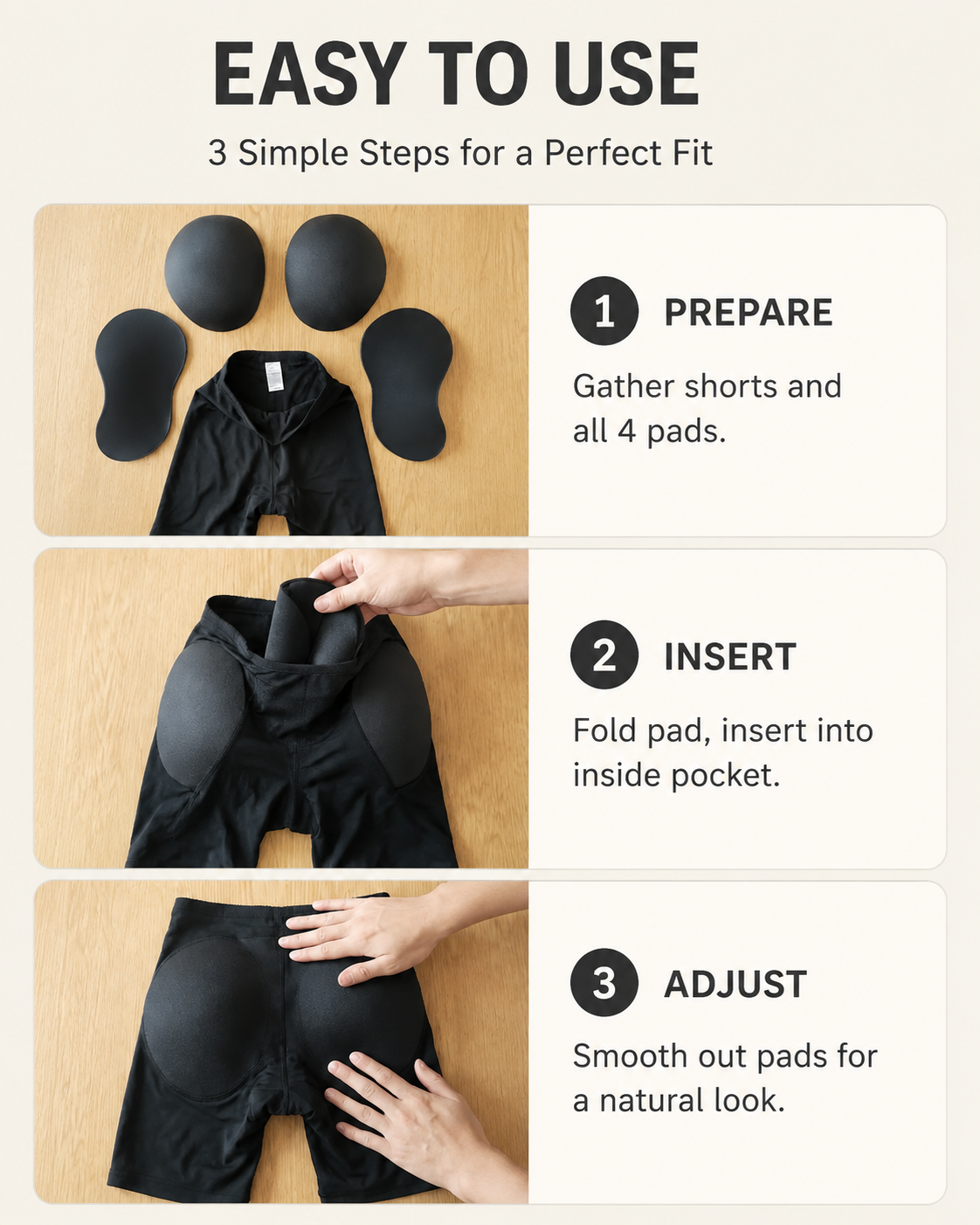 4 Removable Butt Pads Seamless Breathable Shaper Shorts