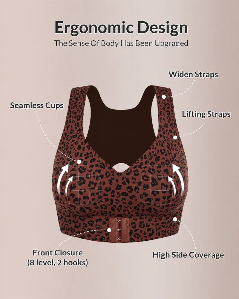 Front Closure Cross Back Wireless Posture Seamless Support Bra