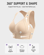Front Closure Cross Back Wireless Posture Seamless Support Bra