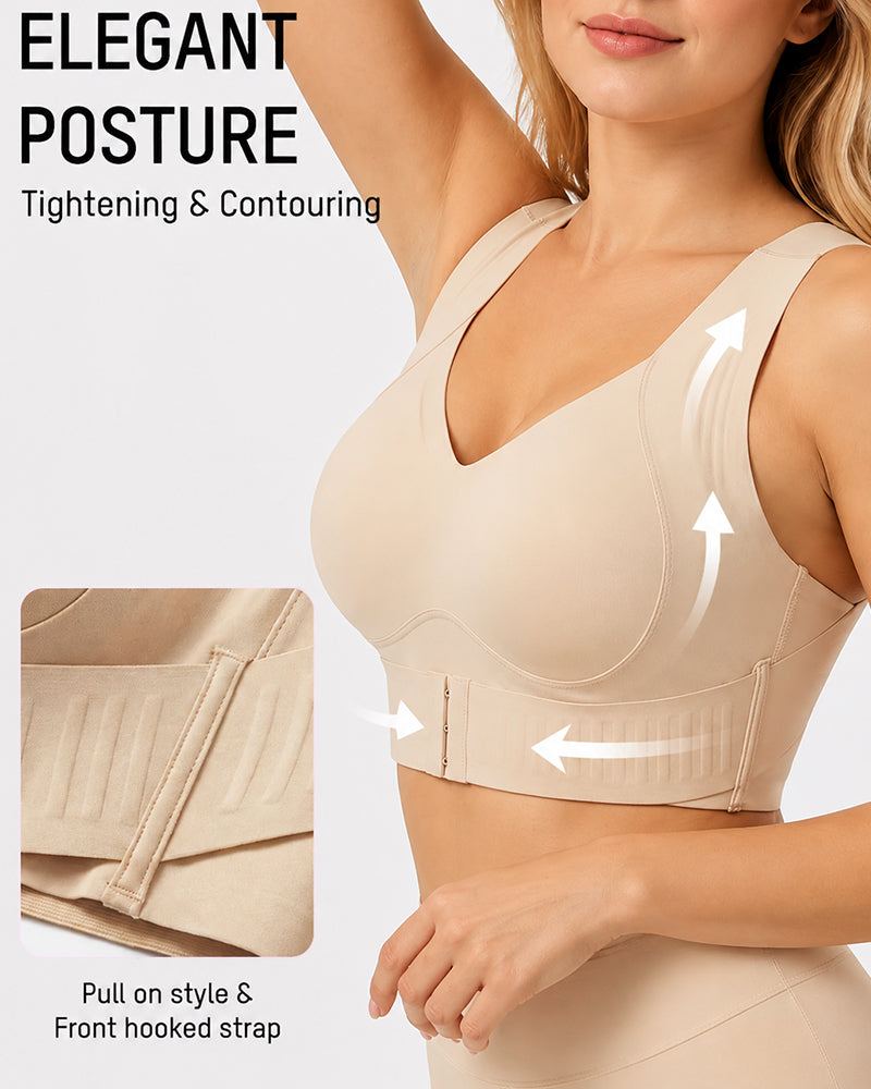 Front Closure Cross Back Wireless Posture Seamless Support Bra