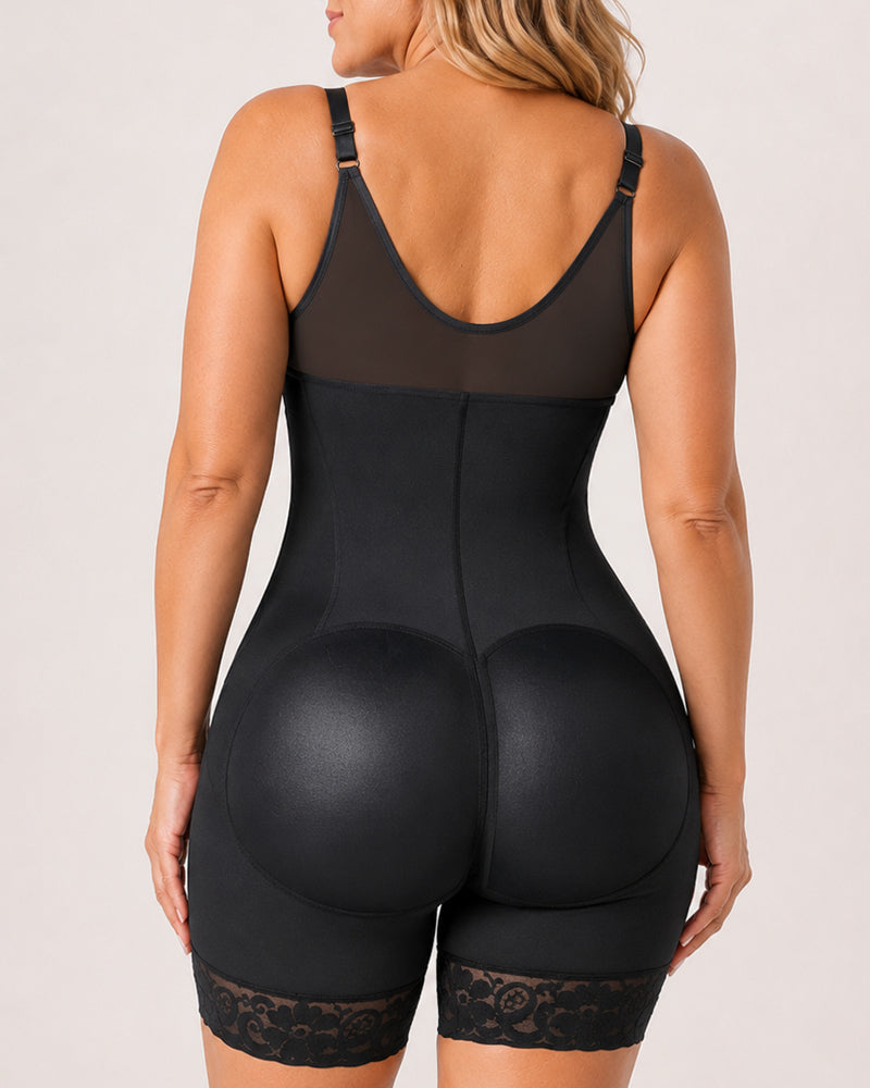 Full Body Shaping Lace Trim Shapewear Bodysuit