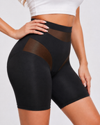 High Waist Tummy Control Sheer Mesh Patchwork Shaping Shorts