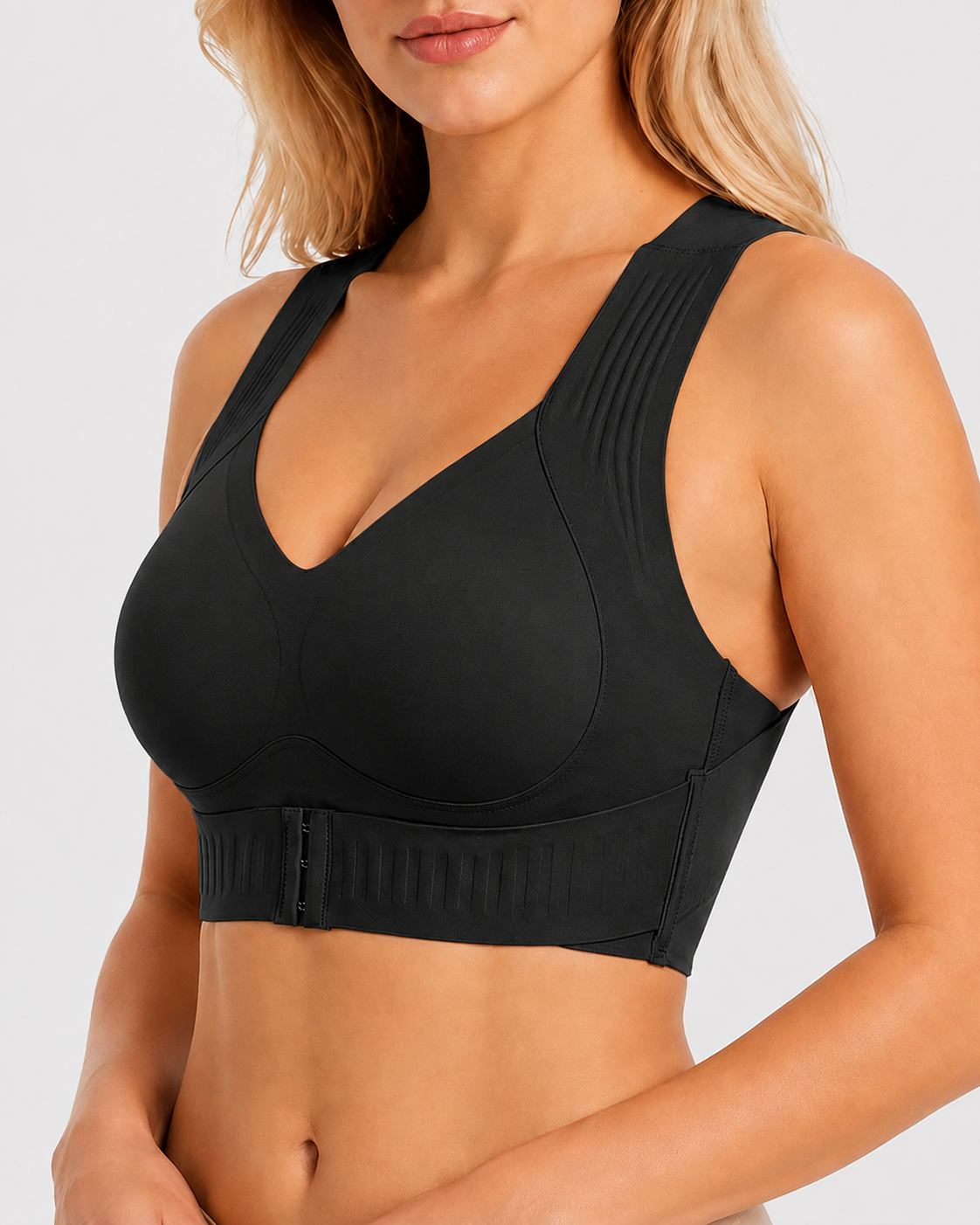 Front Closure Cross Back Wireless Posture Seamless Support Bra