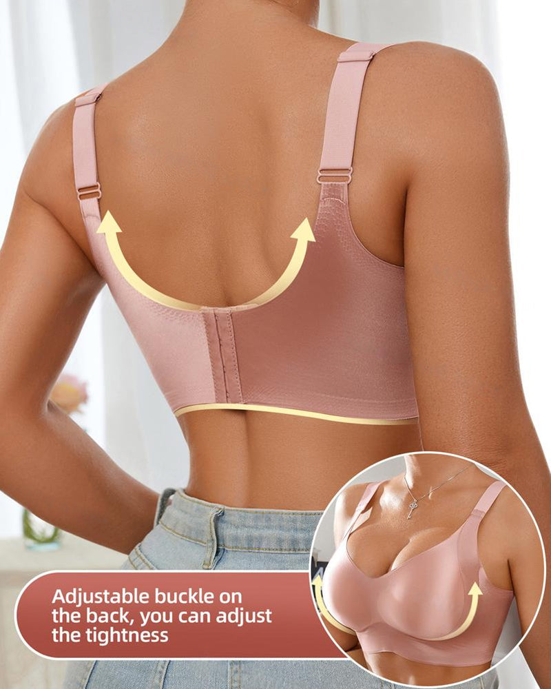 Wireless Lift Satin Wide-Strap Support Bra