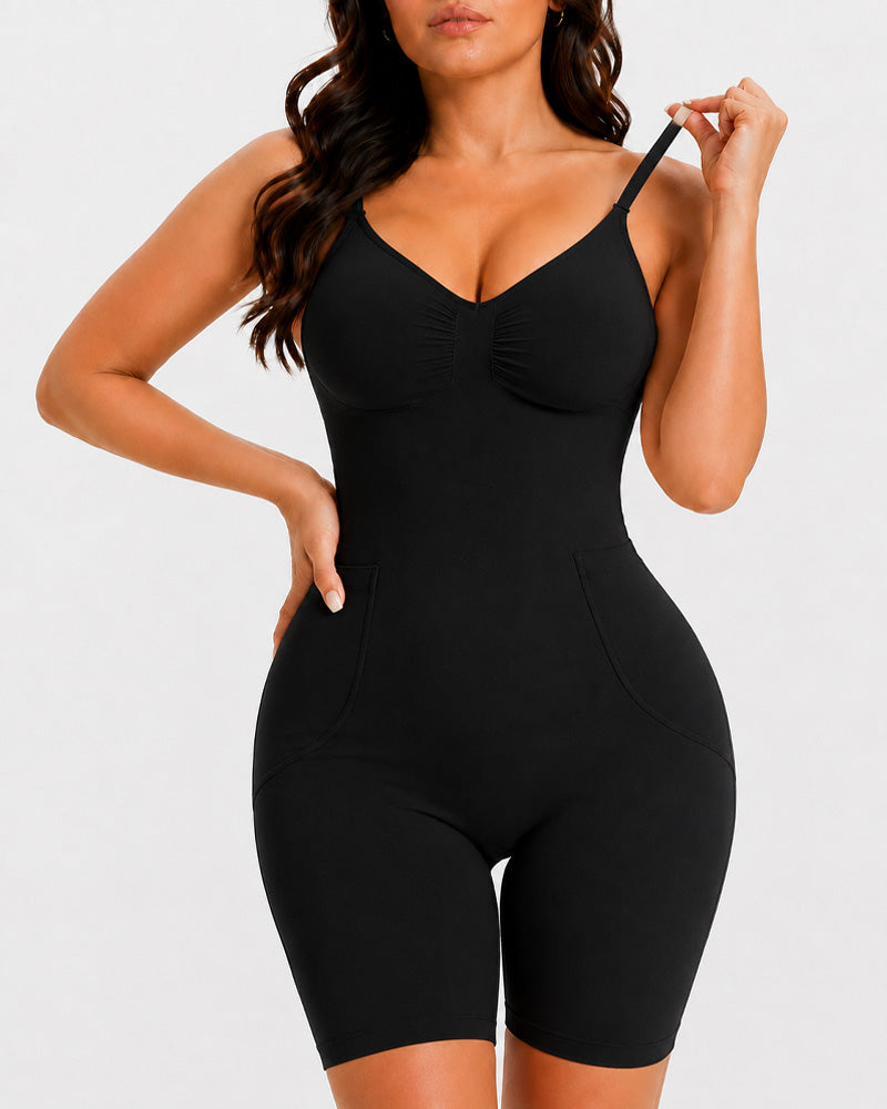 Seamless Tummy Control Back Pull-Down Bodysuit Shapewear