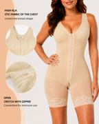 Tummy Control Front-Hook Lace-Trim Shapewear Bodysuit