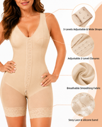 Tummy Control Front-Hook Lace-Trim Shapewear Bodysuit