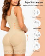 Tummy Control Front-Hook Lace-Trim Shapewear Bodysuit