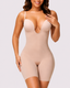 Tummy Control Seamless Plunge Mid-Thigh Shapewear Bodysuit
