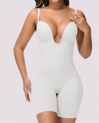 Tummy Control Seamless Plunge Mid-Thigh Shapewear Bodysuit