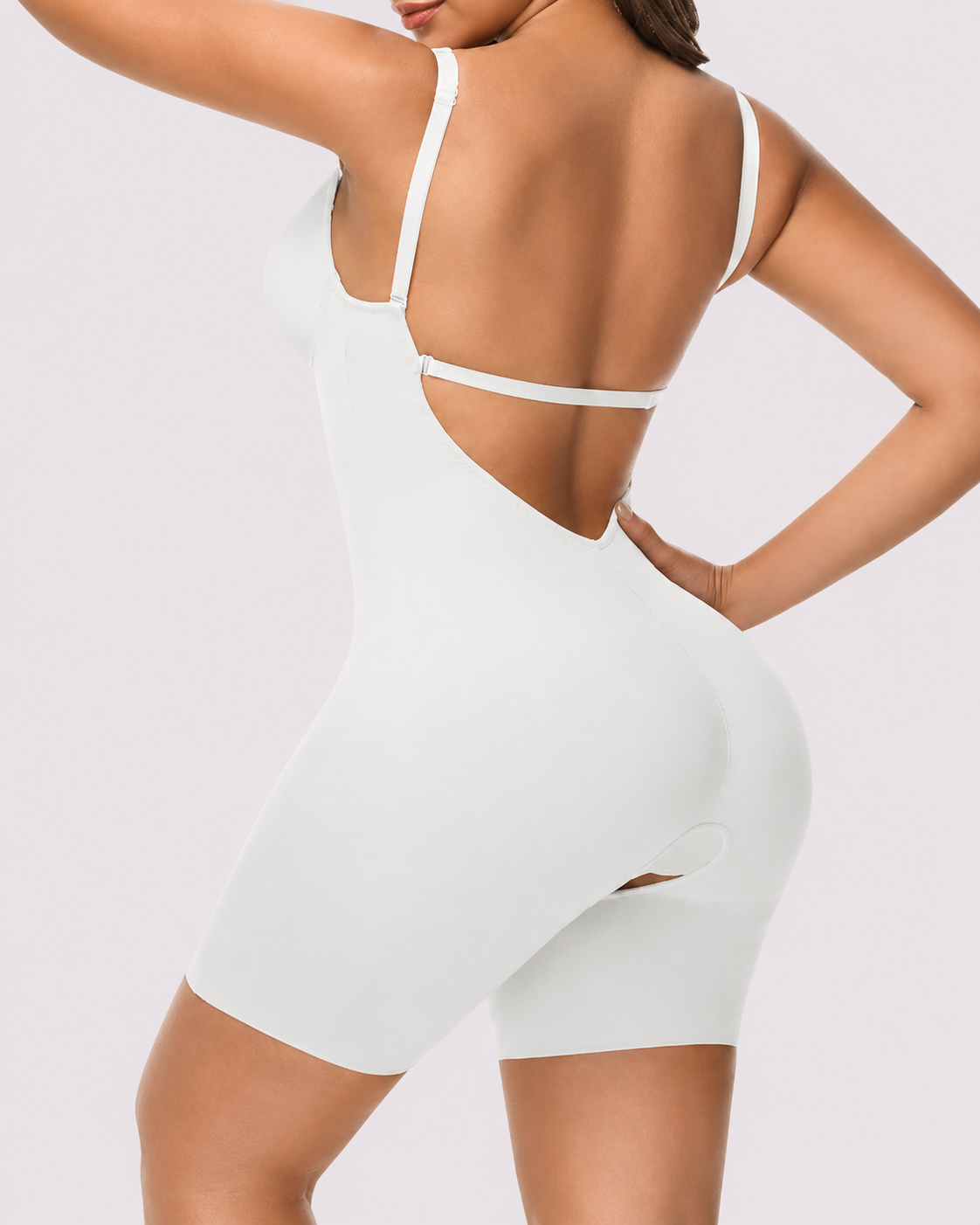Tummy Control Seamless Plunge Mid-Thigh Shapewear Bodysuit