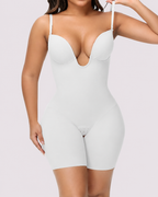 Tummy Control Seamless Plunge Mid-Thigh Shapewear Bodysuit