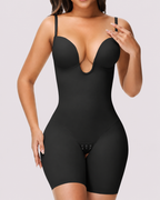 Tummy Control Seamless Plunge Mid-Thigh Shapewear Bodysuit