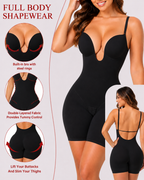 Tummy Control Seamless Plunge Mid-Thigh Shapewear Bodysuit
