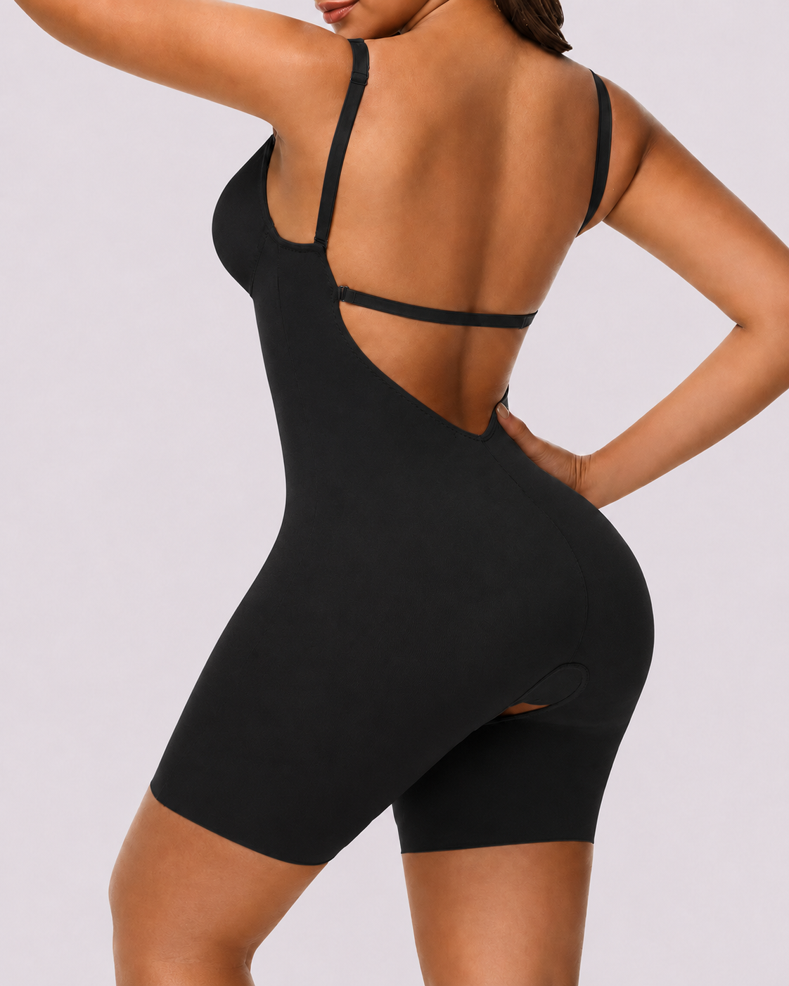 Tummy Control Seamless Plunge Mid-Thigh Shapewear Bodysuit