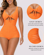 Tummy Control Ribbed Tie-Front One-Piece Swimwear