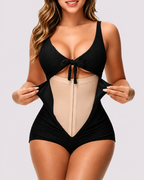 Tummy Control Ribbed Tie-Front One-Piece Swimwear