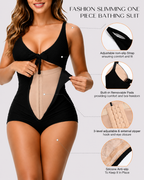 Tummy Control Ribbed Tie-Front One-Piece Swimwear