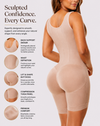 Tummy Control Front-Hook Mid-Thigh Shapewear Bodysuit