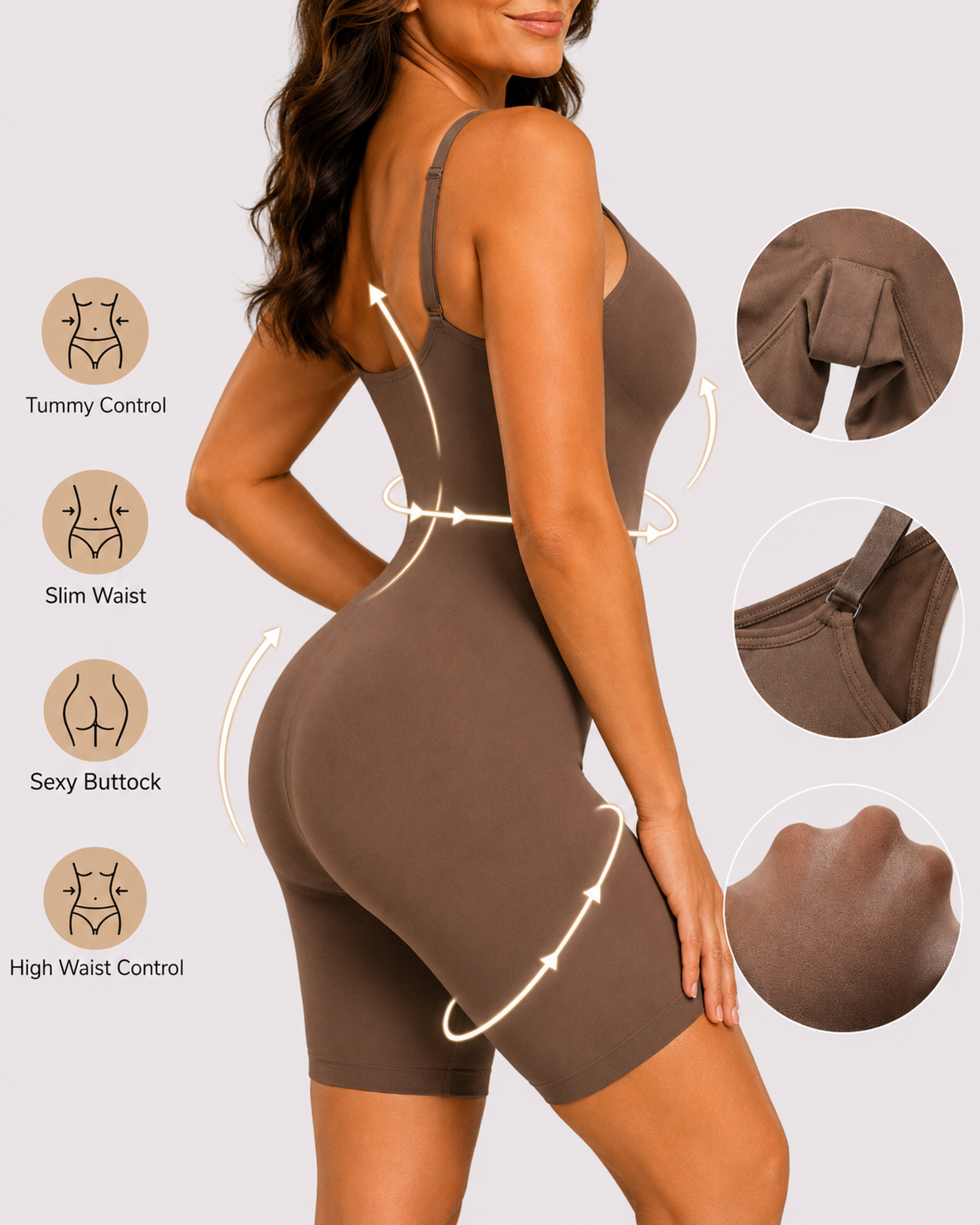 Tummy Control Seamless Mid-Thigh Shapewear Bodysuit