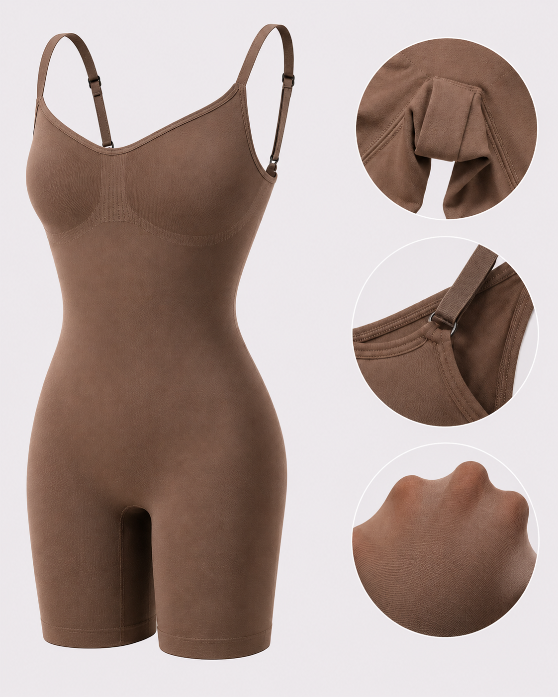 Tummy Control Seamless Mid-Thigh Shapewear Bodysuit