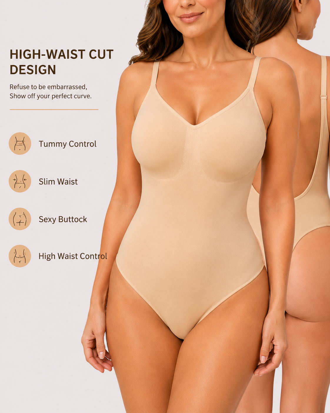 Tummy Control Seamless Low-Back Thong Bodysuit