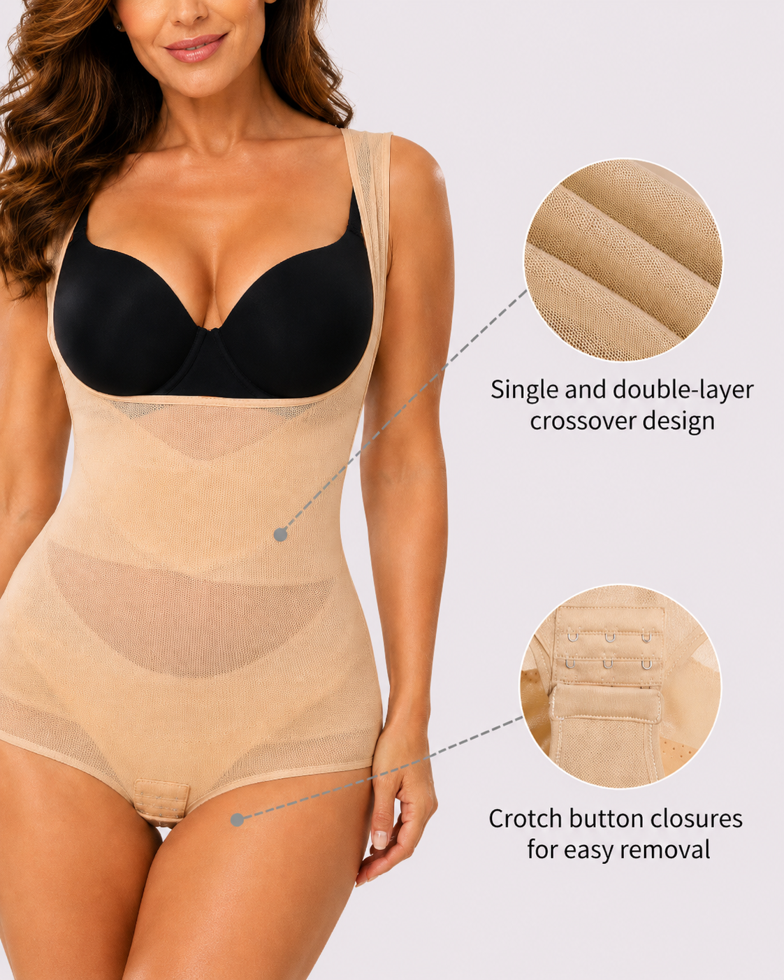 Tummy Control Seamless Open-Bust Shapewear Bodysuit