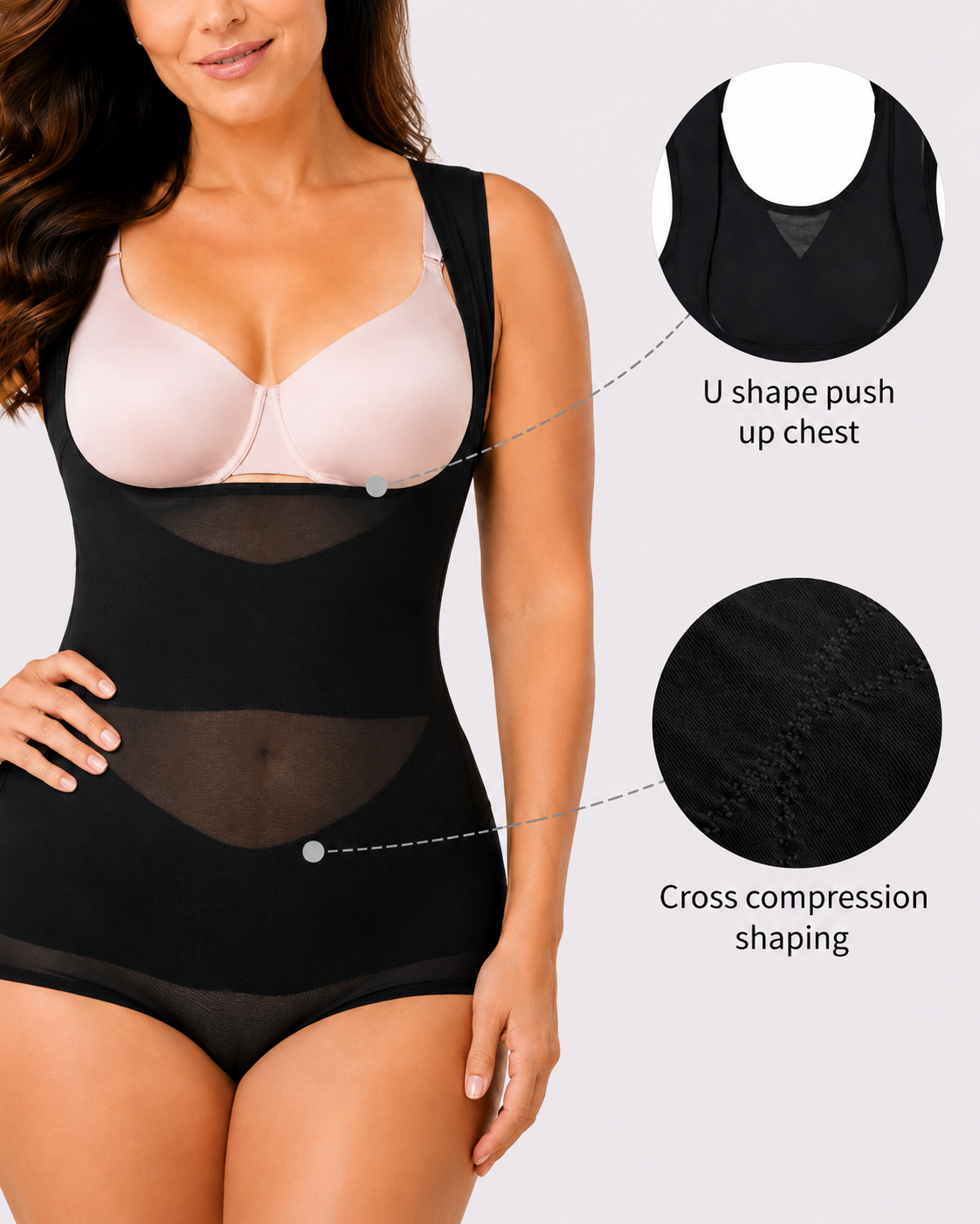 Tummy Control Seamless Open-Bust Shapewear Bodysuit