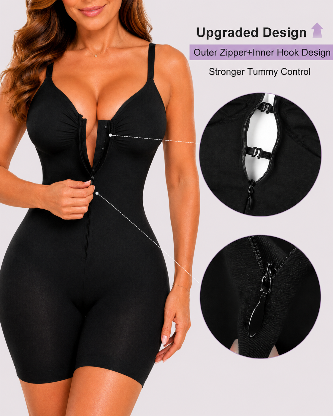 Tummy Control Seamless Zipper Bodysuit Shapewear