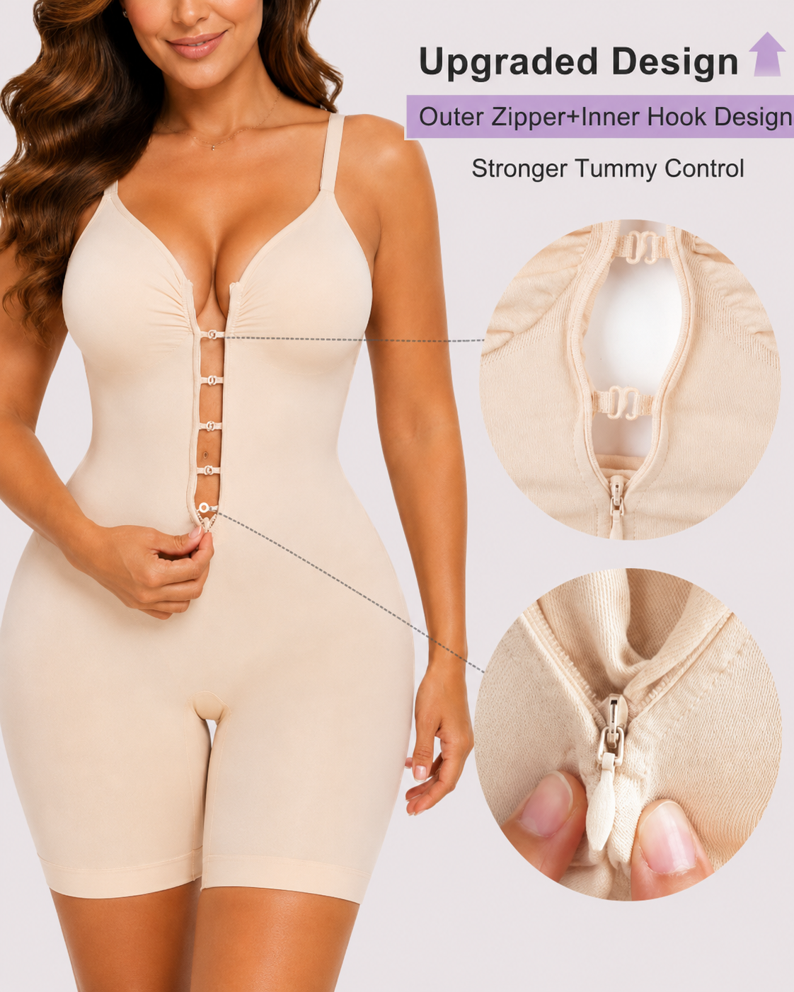 Tummy Control Seamless Zipper Bodysuit Shapewear