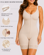 Tummy Control Zipper Lace Trim Shapewear Bodysuit