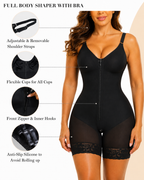 Tummy Control Zipper Lace Trim Shapewear Bodysuit