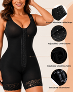 Tummy Control Front-Hook Lace-Trim Shapewear Bodysuit