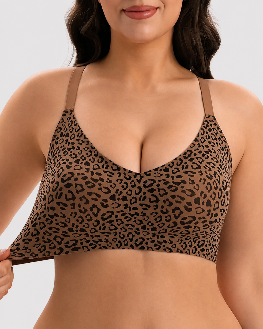Seamless Deep V Wire-Free Lace Back Bra